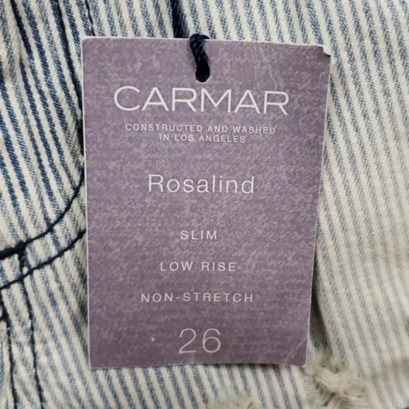 Carmar Denim Shorts Women’s 26 NWT Pinstriped Distressed Raw Hem Jean - Picture 5 of 8